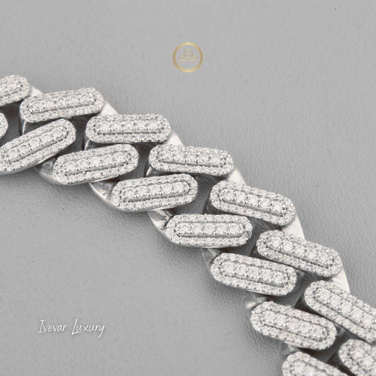 Round Cut Lab Grown Diamond Elongated Miami Cuban Link Bracelet - view 3