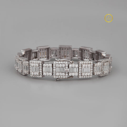 Emerald Moissanite Cut Link Bracelet - view 2