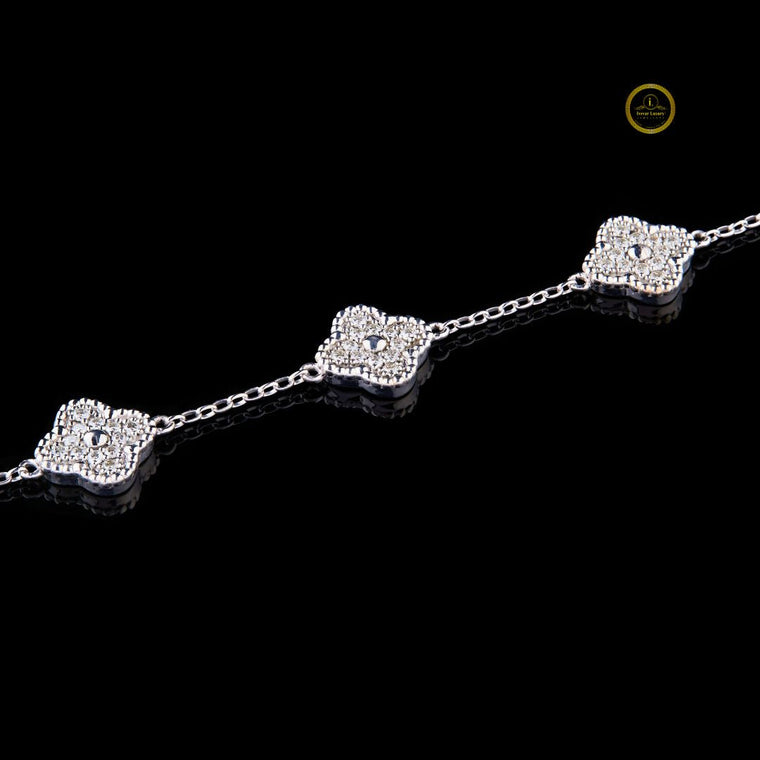 Moissanite Clover Station Chain Bracelet - view 2