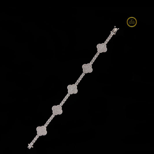 Round Cut Lab Grown Diamond Floral Station Tennis Bracelet - view 2