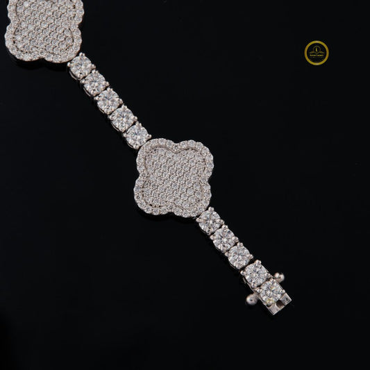 Round Cut Lab Grown Diamond Floral Station Tennis Bracelet - view 3