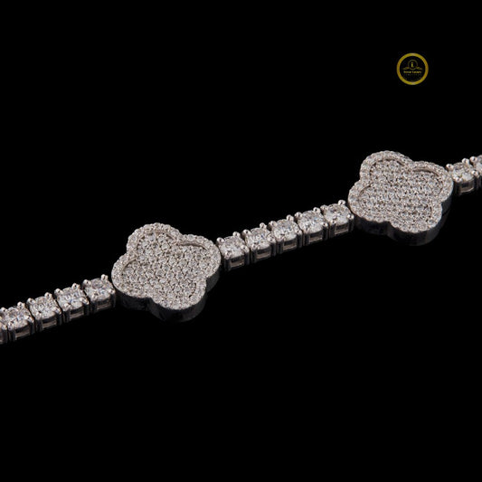 Round Cut Lab Grown Diamond Floral Station Tennis Bracelet - view 4