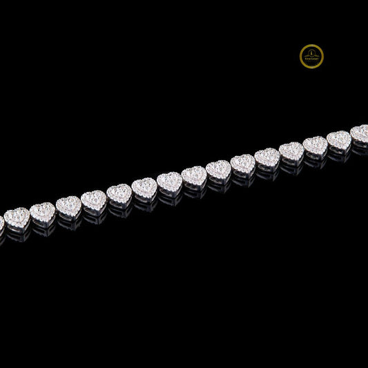 Heart Cut Moissanite Halo Tennis Bracelet - view 4