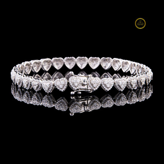 Heart Cut Lab Grown Diamond Halo Tennis Bracelet - view 2