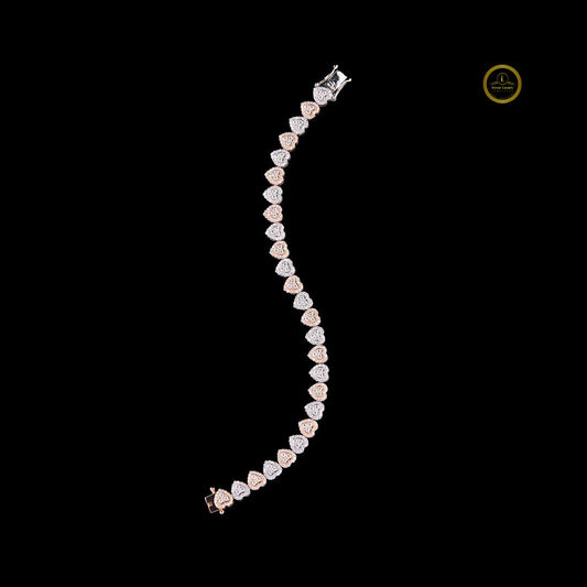 Two Tone Heart Cut Lab Grown Diamond Tennis Bracelet - view 4