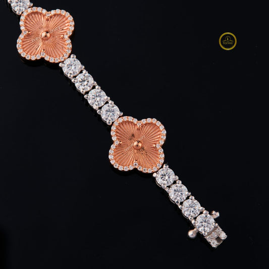 Round Cut Lab Grown Diamond Clover Station Tennis Bracelet - view 2
