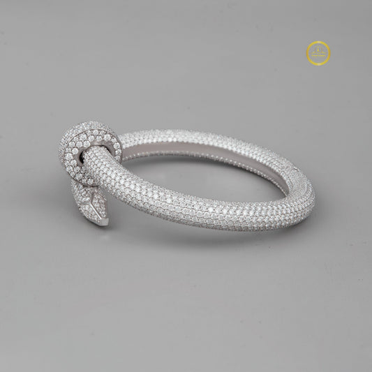 Pave Moissanite Nail Wrap Bangle Bracelet - view 3