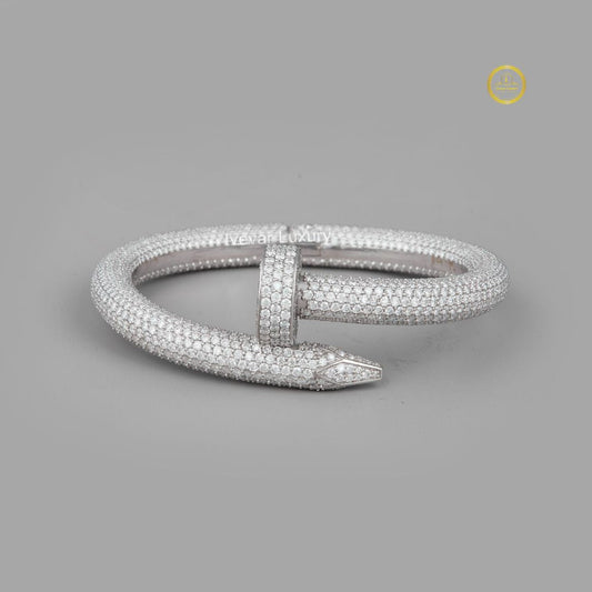 Pave Lab Grown Diamond Nail Wrap Bangle Bracelet - view 2