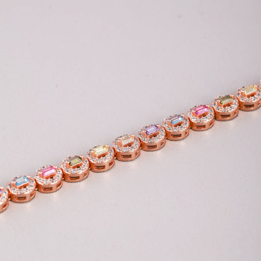 Nature Inspire Baguette Gemstone Halo Tennis Bracelet - view 4
