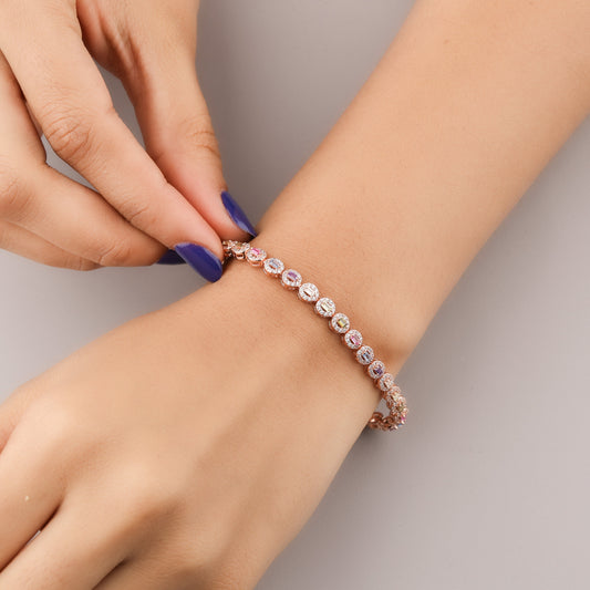 Nature Inspire Baguette Gemstone Halo Tennis Bracelet - view 3