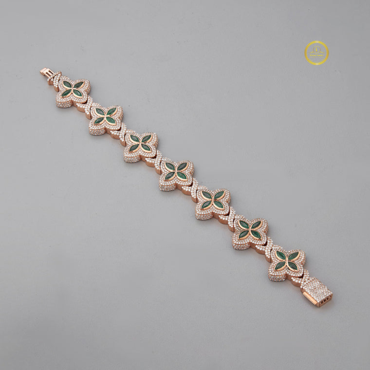 Floral Cut Green Moissanite Tennis Bracelet - view 2