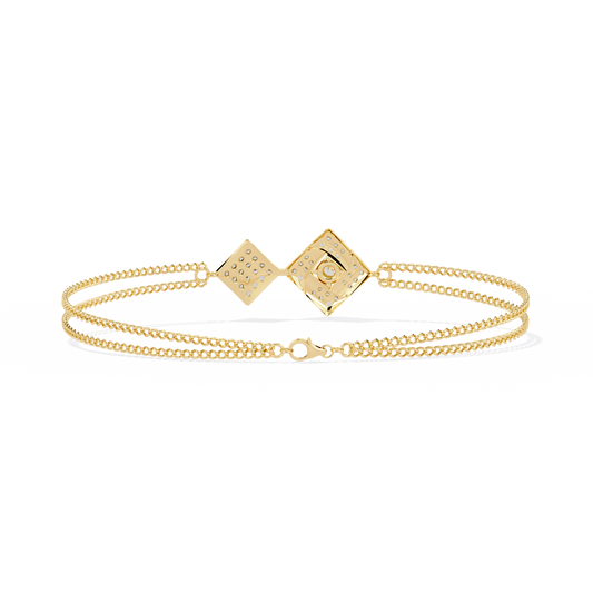 Round Cut Geometric Square Double Chain Bracelet - view 2