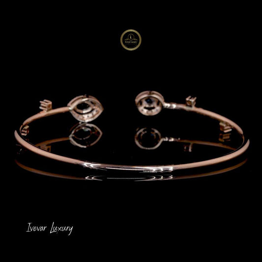 14K Gold Natural Rose Cut Twin Diamond Halo Bracelet - view 3