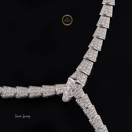 Moissanite Flowing Snake Circle Necklace for Women - view 2