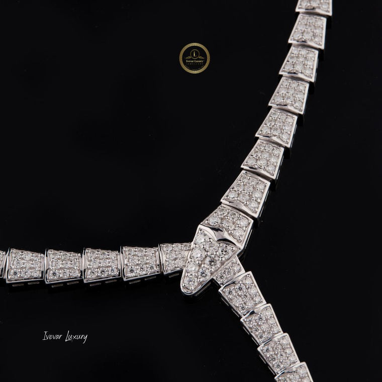 Moissanite Flowing Snake Circle Necklace for Women - view 2