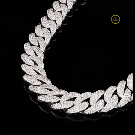 Custom CLONES Alphabet Clasp Cuban Link Chain Covered in Pave Lab Diamonds - view 3