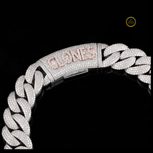 Custom CLONES Alphabet Clasp Cuban Link Chain Covered in Pave Lab Diamonds - view 4