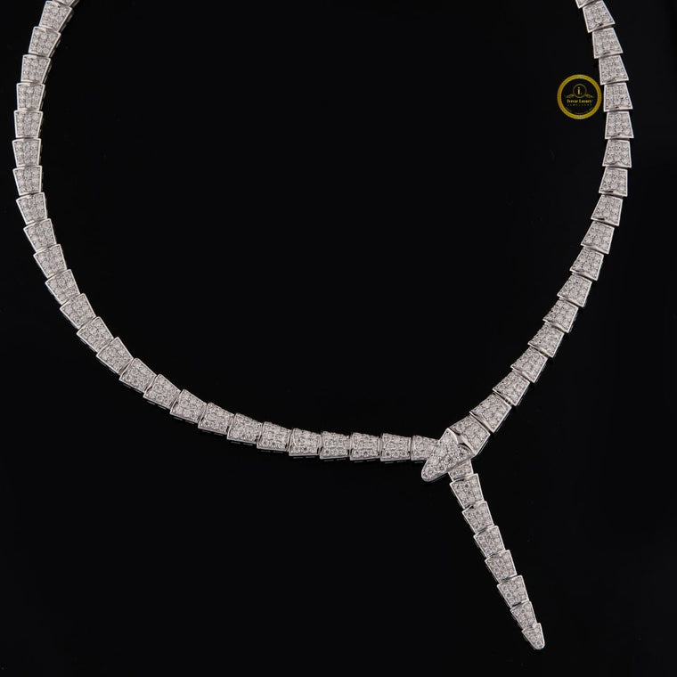 Custom 925 Sterling Silver Lab Grown Diamond Snake Shape Chain - view 2