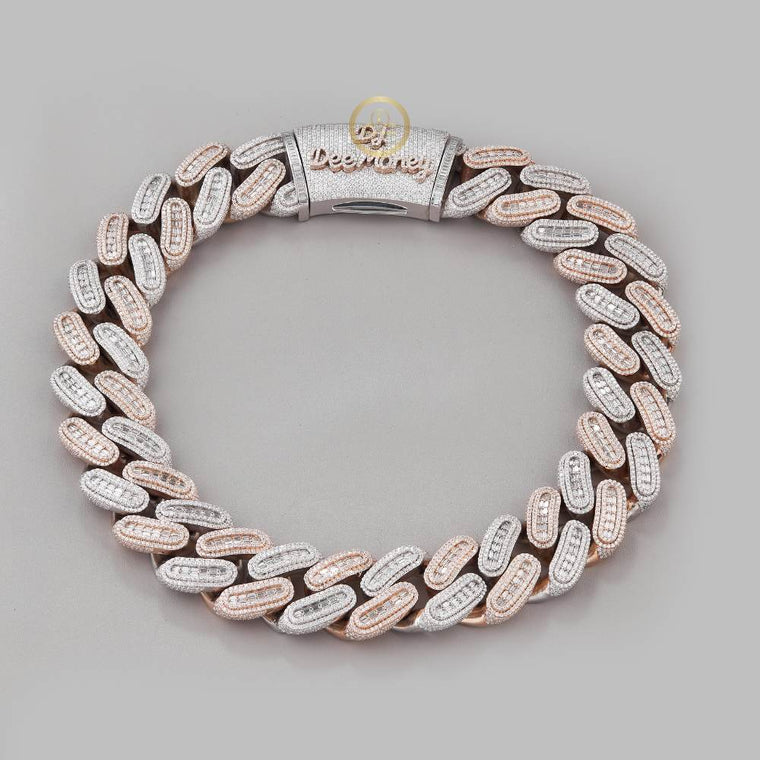 Iced Out Heavy Two Tone Baguette Lab Grown Diamond Choker Necklace - view 2