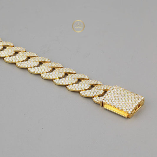 Full Pave Set Thorn Motif Cuban Link Chain Necklace with Moissanite - view 4