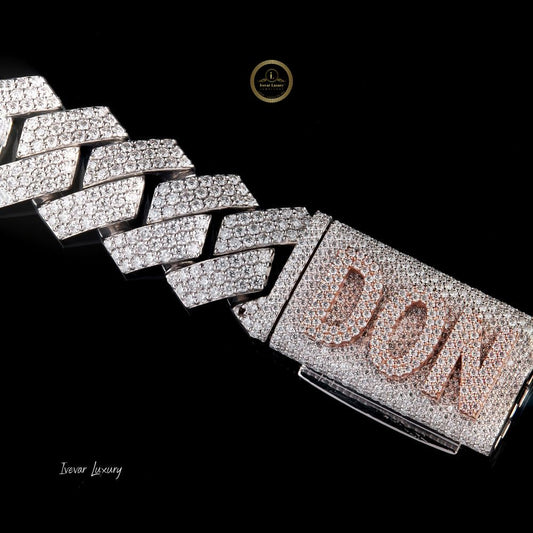 Custom DON Clasp Straight Edge Pave Lab Diamond Cuban Link Chain - view 3