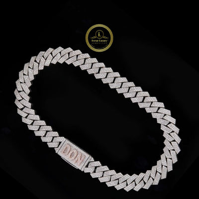 Custom DON Clasp Straight Edge Pave Lab Diamond Cuban Link Chain