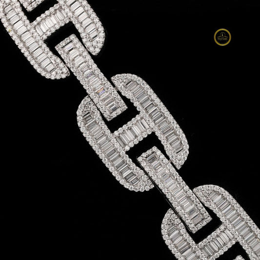 Baguette Mariner Link Chain Necklace with Pave Accents - view 3