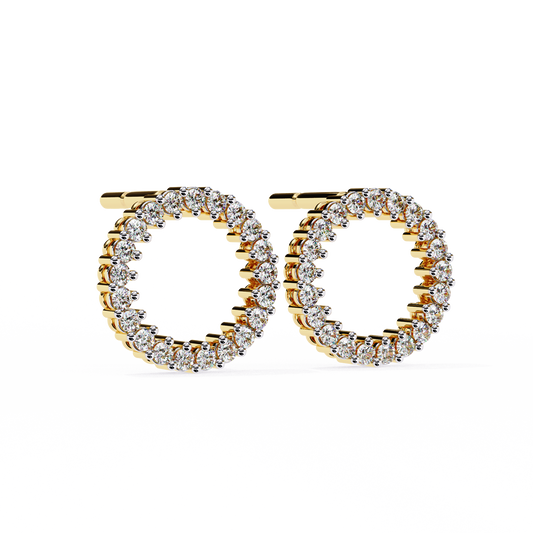 Round Cut Prong Set Circle Earrings - view 2