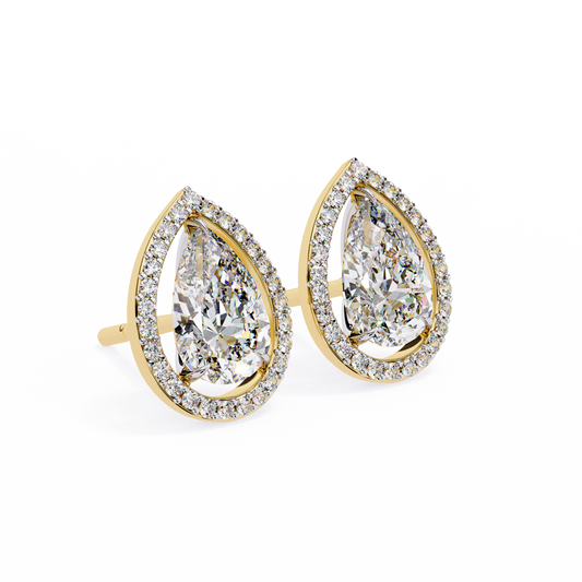 Pear Shaped Halo Stud Earrings - view 2