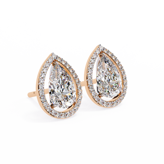 Pear Shaped Halo Stud Earrings - view 3
