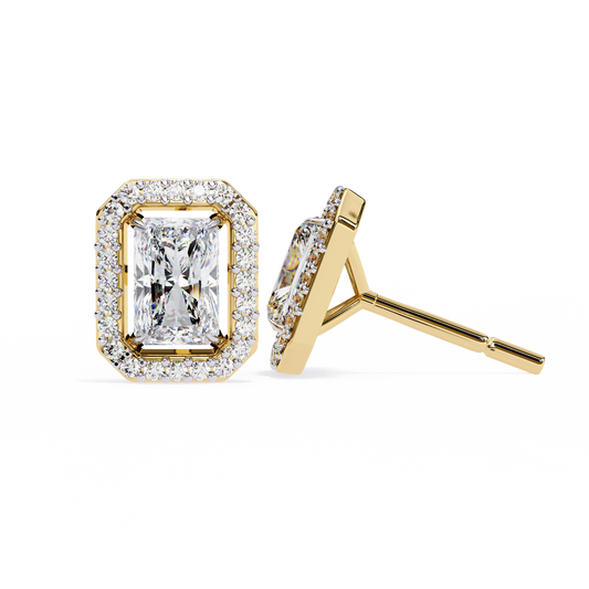 Radiant Cut Halo Stud Earrings - view 4