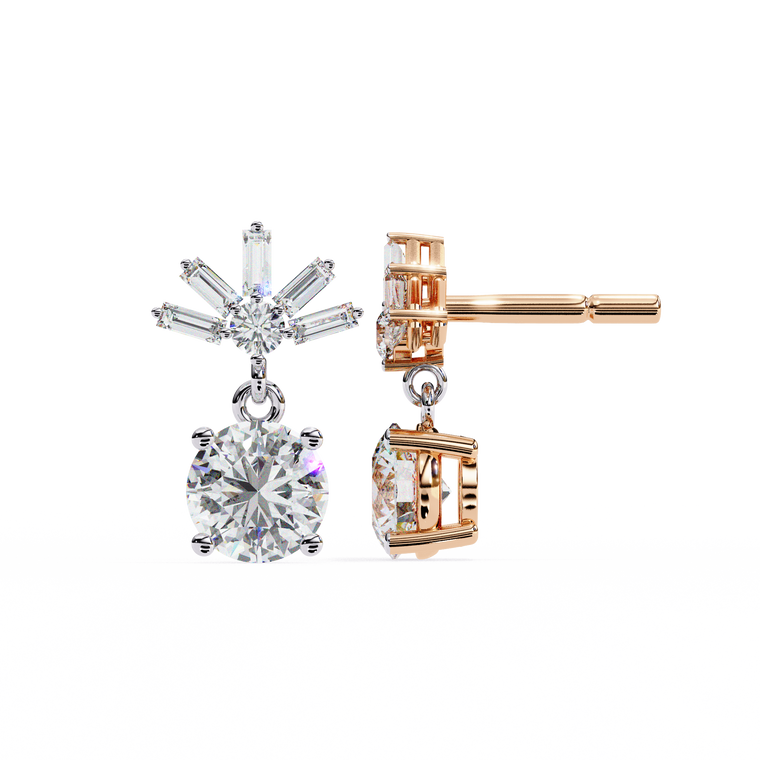 Baguette and Round Brilliant Harmony Earrings - view 2