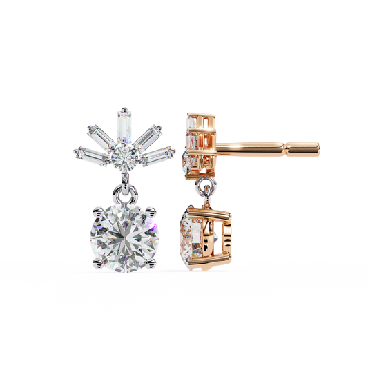 Baguette and Round Brilliant Harmony Earrings - view 2
