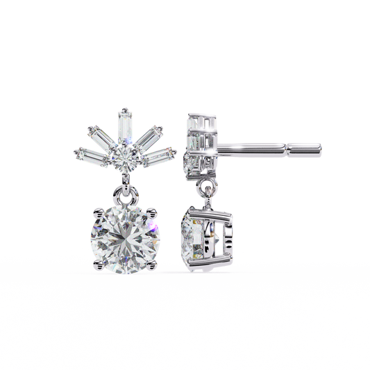 Baguette and Round Brilliant Harmony Earrings - view 3