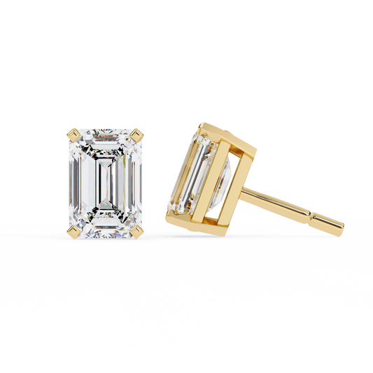 Emerald Cut Corner Prong Earrings - view 4