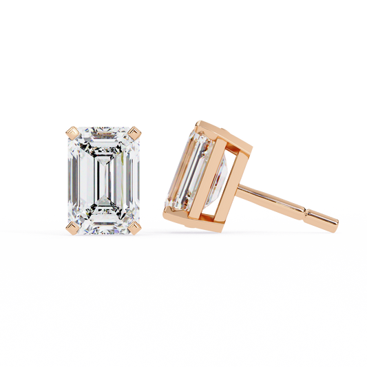 Emerald Cut Corner Prong Earrings - view 3