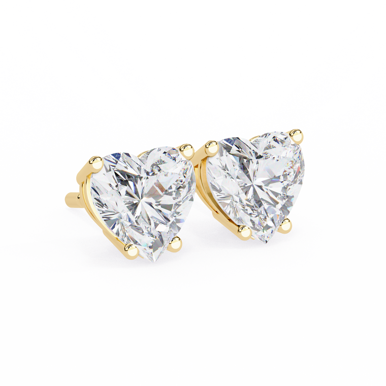 Heart Shaped Prong Set Stud Earrings - view 2