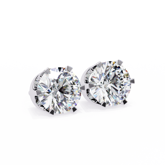 Round Six Prong Basket Solitaire Stud Earrings - view 4