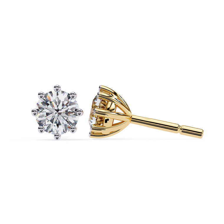Round Cut Six Prong Solitaire Stud Earrings - view 2