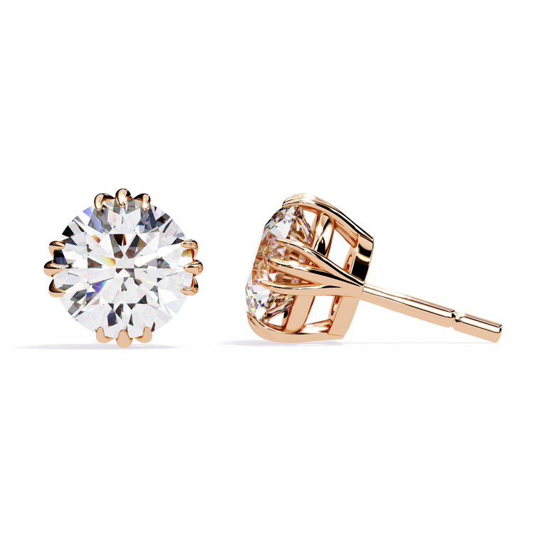 Round Cut Multi Prong Solitaire Stud Earrings - view 3