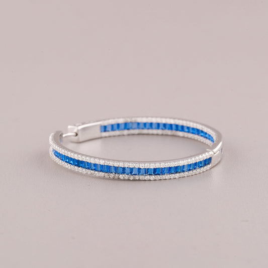Baguette Sapphire Gemstone Hoop Earrings - view 4
