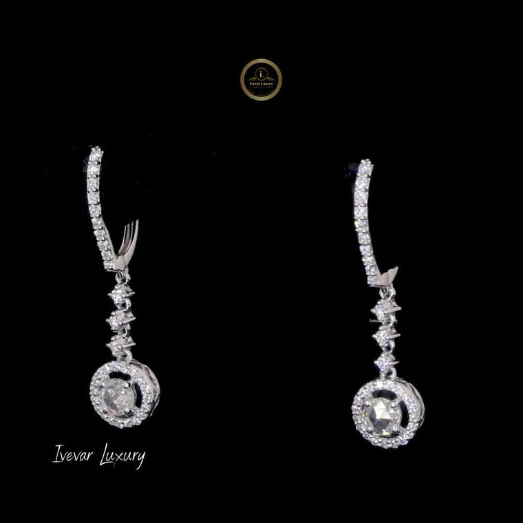 Minimalist 14K Gold Natural Rose-Cut Diamond Drop Earrings - view 2