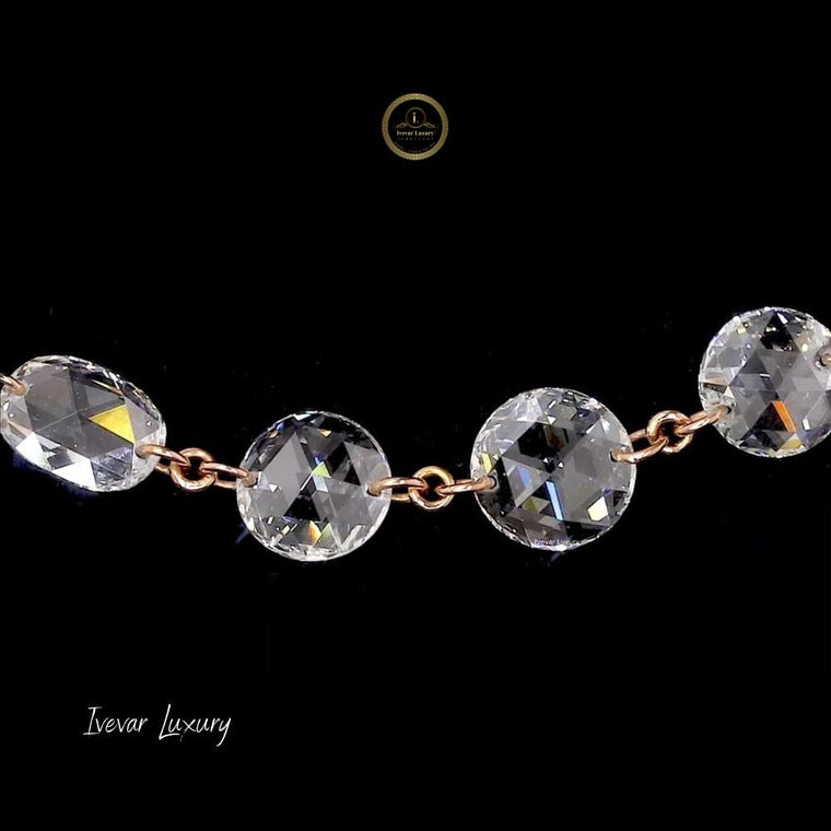 14K Gold Diamond By the Yard Necklace with Natural Rose Cut Diamonds - view 2