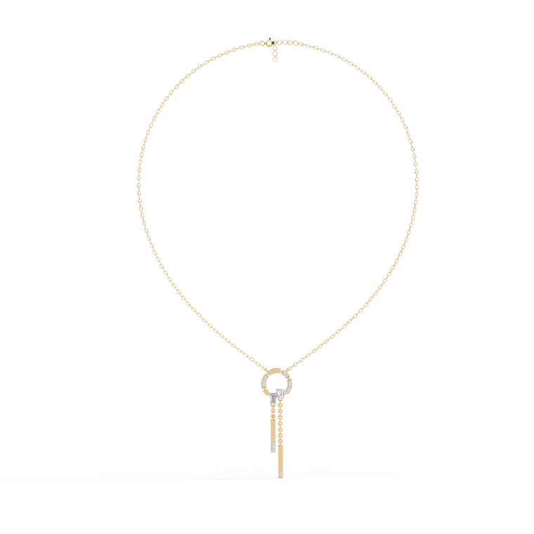 Circle Drop Bar Pendant Necklace - view 2