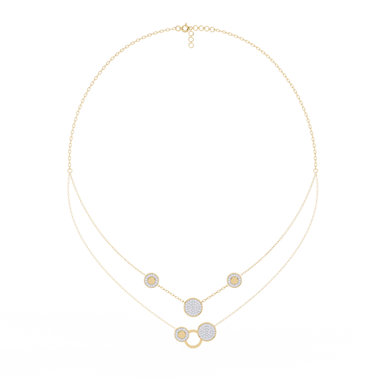 Double Layer Pave Circle Station Necklace - view 2