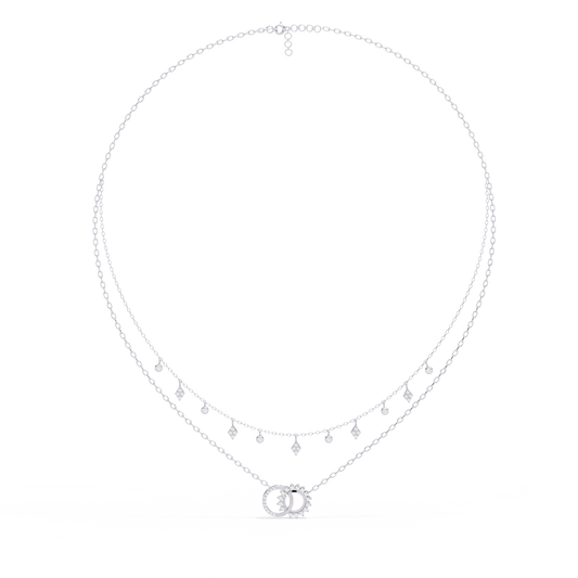 Interlocking Circle Double Layered Chain Necklace - view 4