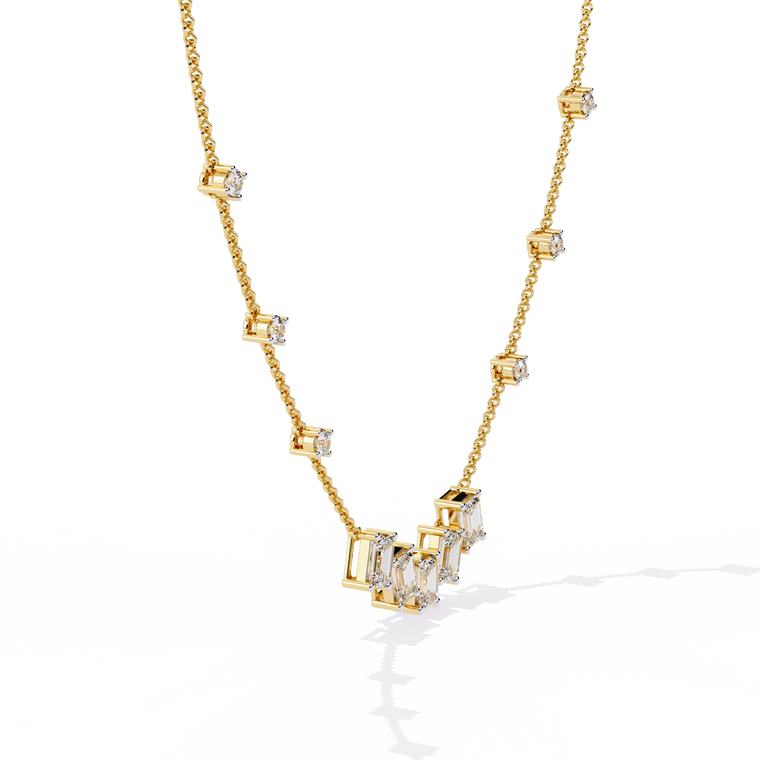 Emerald Cut Four Station Necklace - view 2