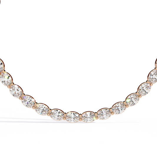 East West Oval Cut Tennis Necklace - view 2