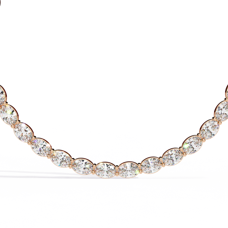 East West Oval Cut Tennis Necklace - view 2