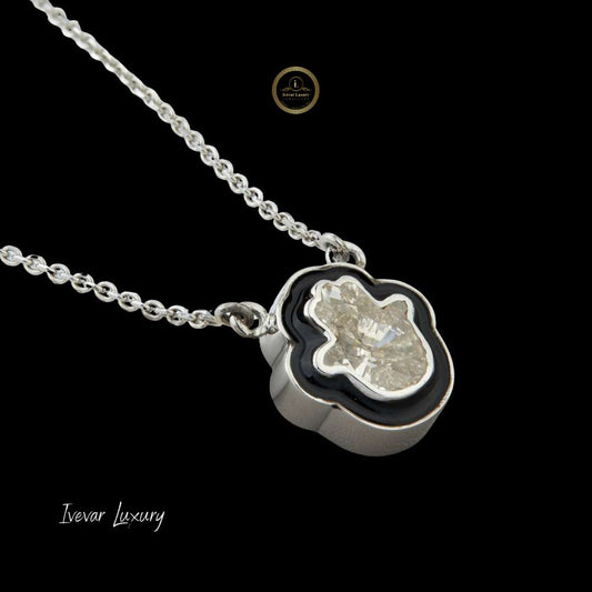 4.00 CT 14K Gold Hamsa Charm Necklace with Lab Grown Diamond - view 3